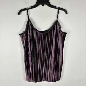Jasmine‎ Velvet Cami Top Sz M Purple Pleated Blouse Elegant Minimalist Dark